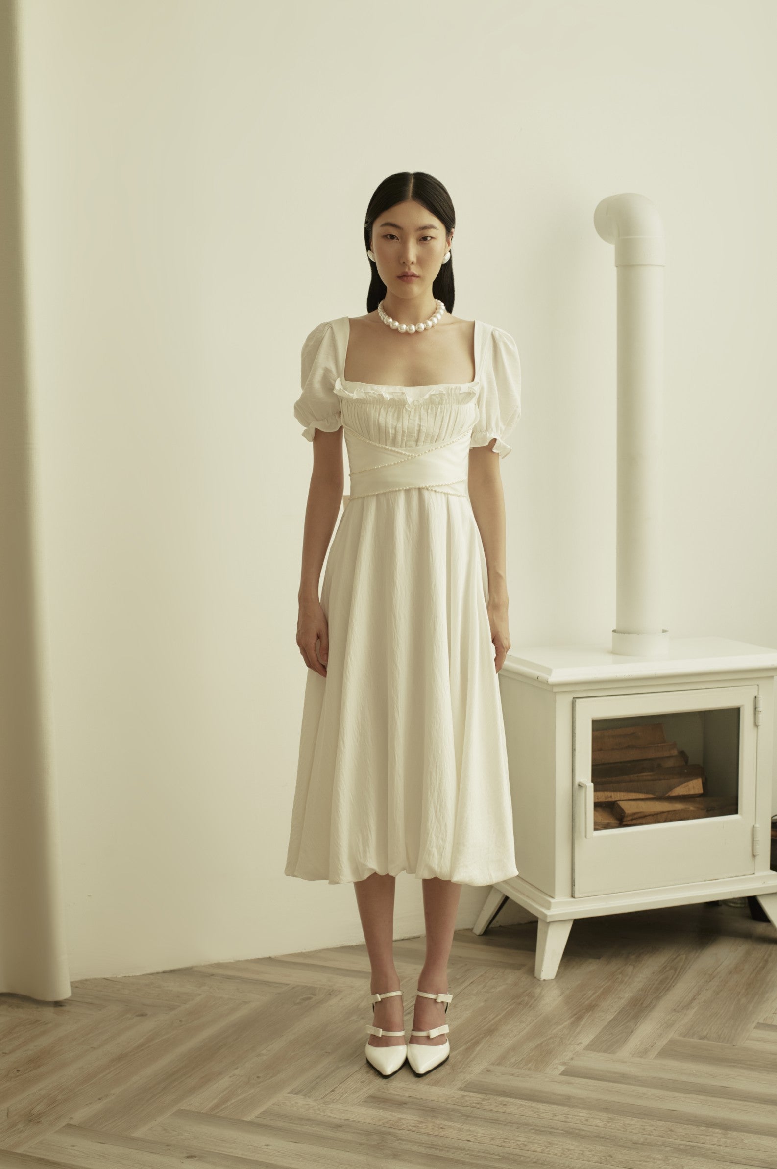 Johannes Linen Puff Sleeves Dress